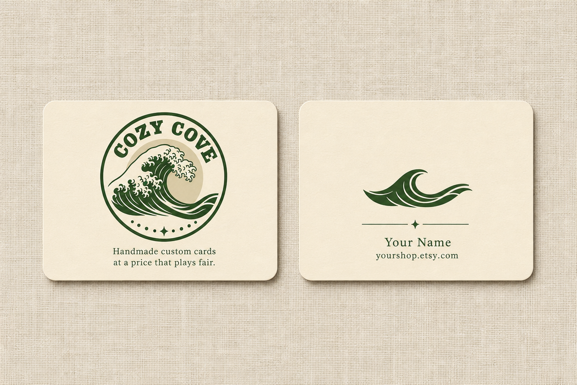 Custom pet portrait card — front and back mockup