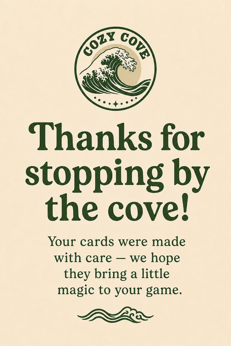 Cozy Cove thank you card — Thanks for stopping by the cove!